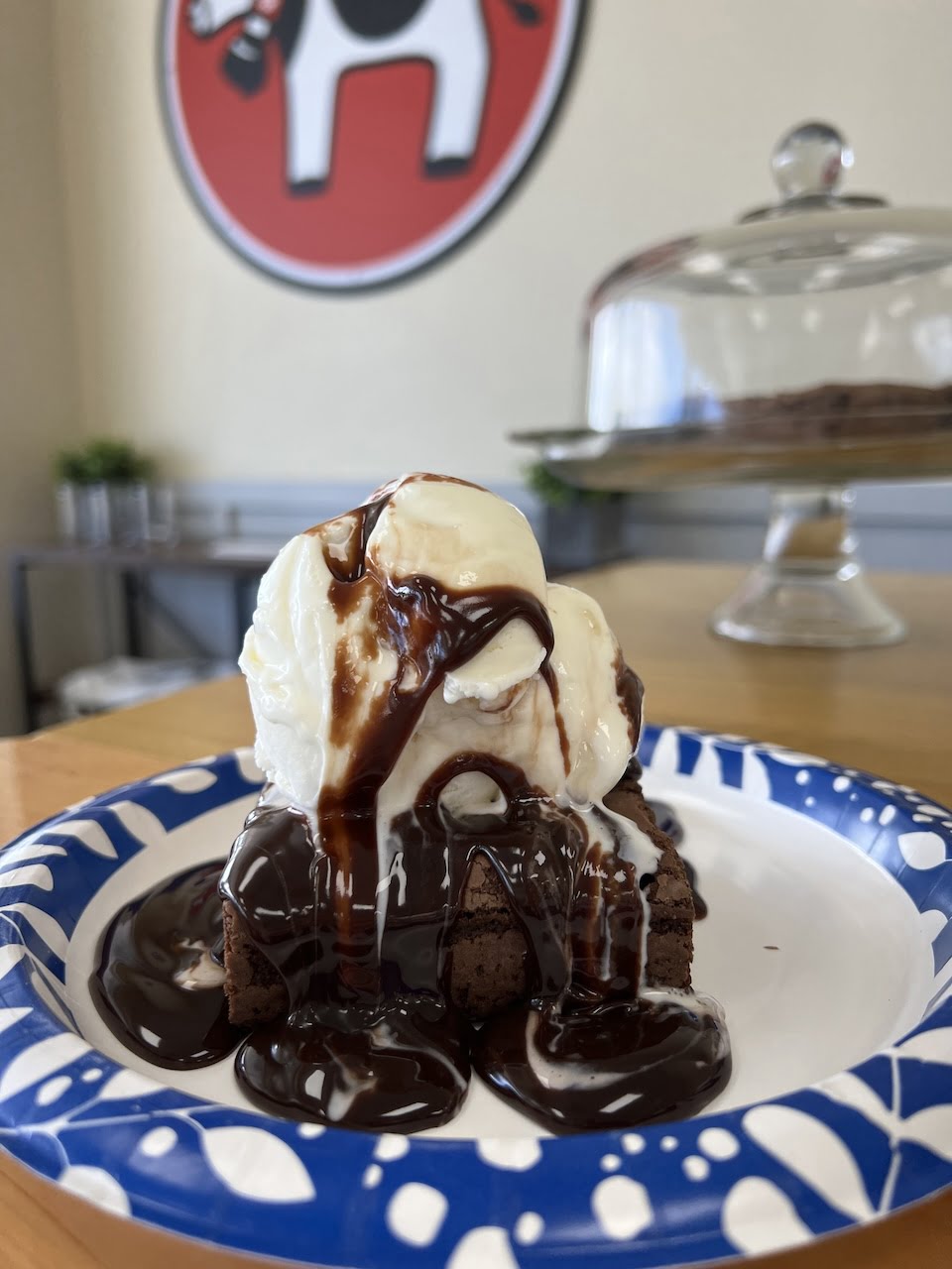 Brownie Sunday with vanilla ice cream